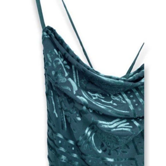 Lexi Velvet Floral Print Cowl Neck Mini Party Dress Adjustable Straps - Picture 8 of 9